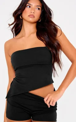 PrettyLittleThing Snatched*Contour Jersey Asymmetric Hem Bandeau Top