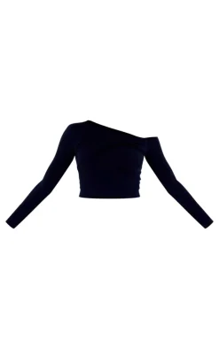 PrettyLittleThing Snatched*Contour Jersey Bardot Twist Detail Long Sleeve Top