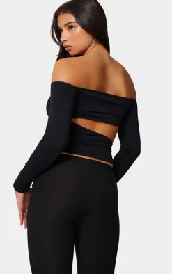 PrettyLittleThing Snatched*Contour Jersey Cut Out Bardot Top