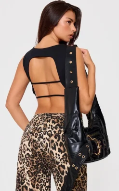 PrettyLittleThing Snatched*Contour Jersey Strappy Back Detail Crop Top