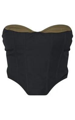 Sale PrettyLittleThing Contrast Cup Detail Corset Black