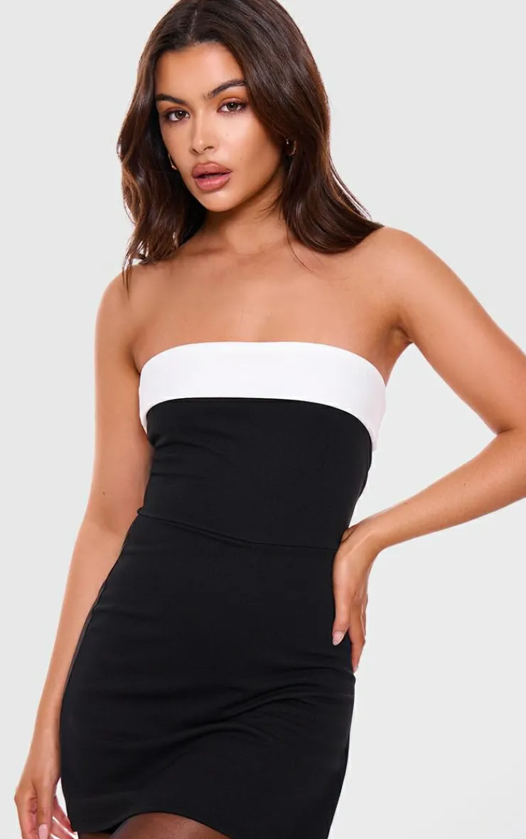 Contrast Fold Over Bandeau Romper-PrettyLittleThing