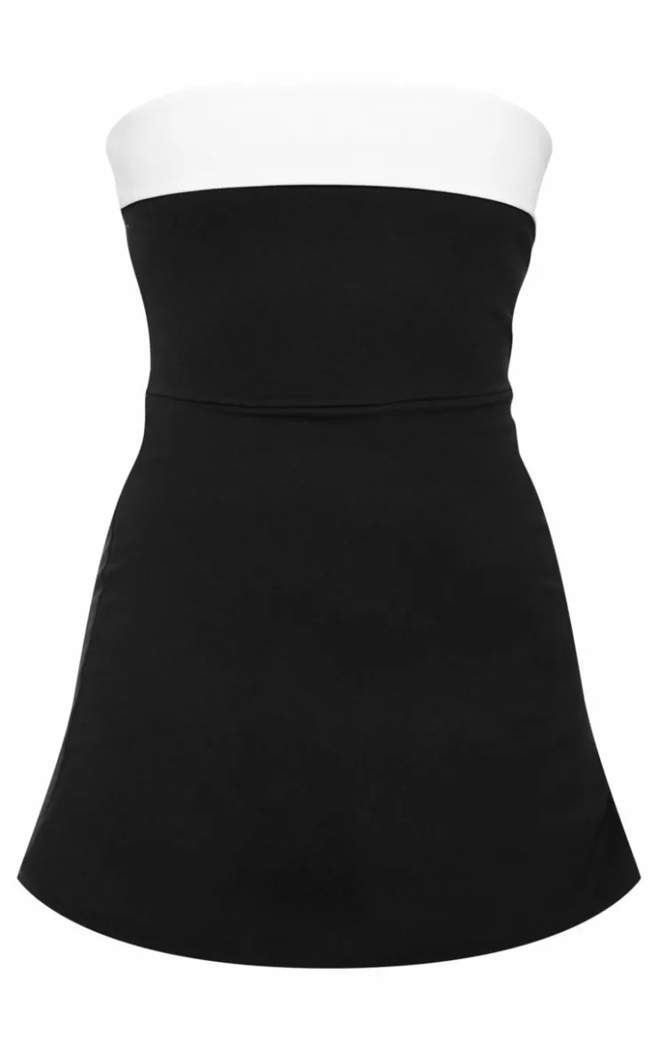 Contrast Fold Over Bandeau Romper-PrettyLittleThing