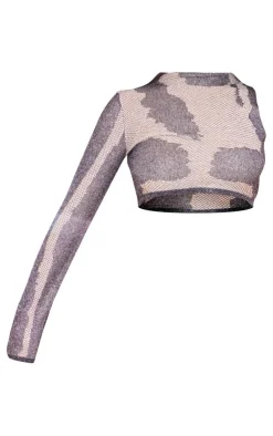 Best PrettyLittleThing Contrast Glitter Knit One Shoulder Top Black