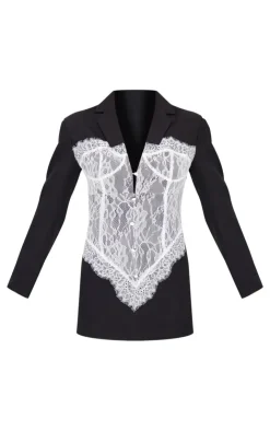 Contrast Lace Corset Blazer Dress-PrettyLittleThing Clearance