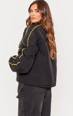 PrettyLittleThing Bomber Jackets*Contrast Oversized Graphic Zip Up Racer Bomber