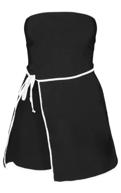 Contrast Piping Bandeau Wrap Over Mini Dress-PrettyLittleThing Discount