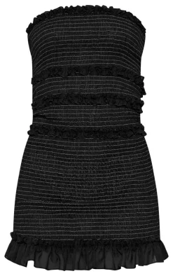 Contrast Shirred Frill Bodycon Dress-PrettyLittleThing Hot