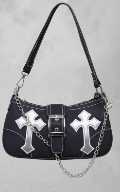 PrettyLittleThing Crossbody Bags*Contrast Stitch Cross Applique Buckle Shoulder Bag