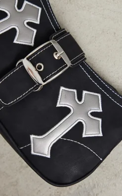 PrettyLittleThing Crossbody Bags*Contrast Stitch Cross Applique Buckle Shoulder Bag