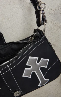 PrettyLittleThing Crossbody Bags*Contrast Stitch Cross Applique Buckle Shoulder Bag