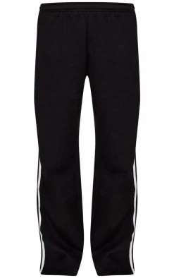 Sale PrettyLittleThing Contrast Stripe Wide Leg Sweatpants Black