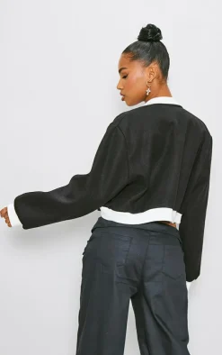 PrettyLittleThing Wool Coats*Contrast Trim Wool Look Bomber Jacket
