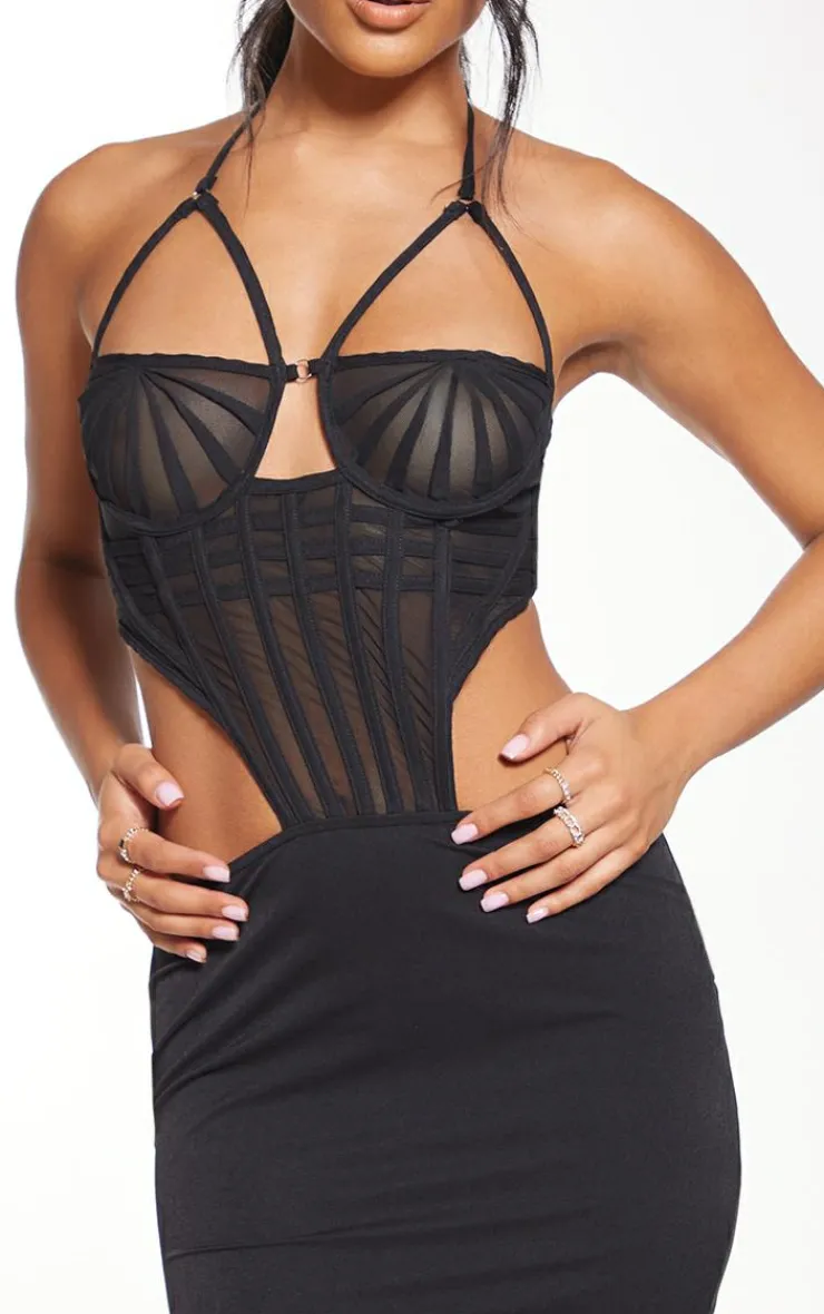 Corset Detail Halterneck Bodycon Dress-PrettyLittleThing Best
