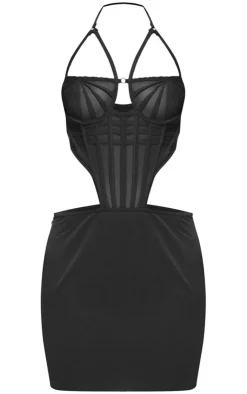 Corset Detail Halterneck Bodycon Dress-PrettyLittleThing Best
