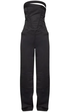 Corset Detail Utility Flared Bandeau Jumpsuit-PrettyLittleThing Online