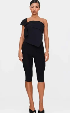 Cotton Knot Detail Asymmetric Shoulder Long Top-PrettyLittleThing Clearance