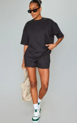 Clearance PrettyLittleThing Cotton Oversized Boxy Short Black