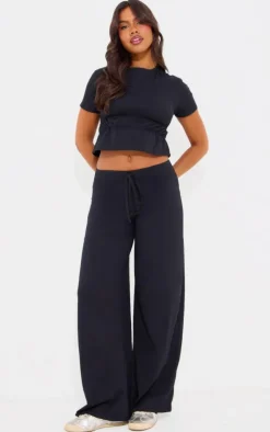 Best PrettyLittleThing Cotton Ruched Detail Top Black