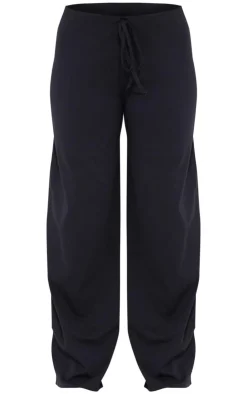 Discount PrettyLittleThing Cotton Wide Leg Pants Black