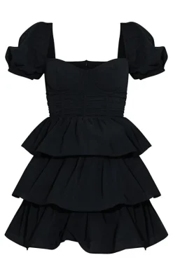 Crinkle Cup Detail Tiered Skirt Skater Dress-PrettyLittleThing Discount