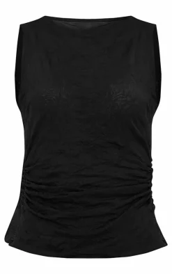 PrettyLittleThing Sleeveless Tops*Crinkle Mesh Twist Shoulder Long Top