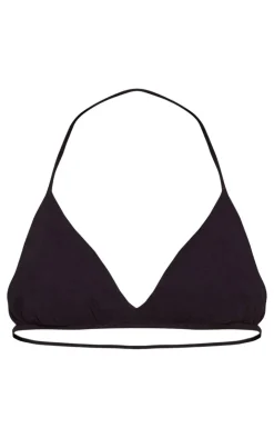 PrettyLittleThing Crinkle Texture Strappy Bralette Black