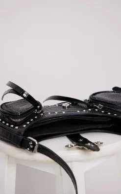 PrettyLittleThing Crossbody Bags*Croc Diamante Cross Western Shoulder Bag