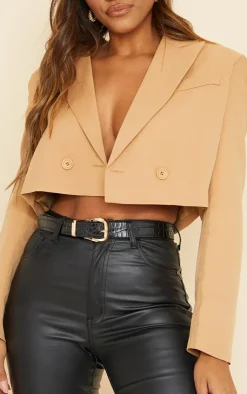 PrettyLittleThing Black Belts*Croc Gold Buckle Waist Belt