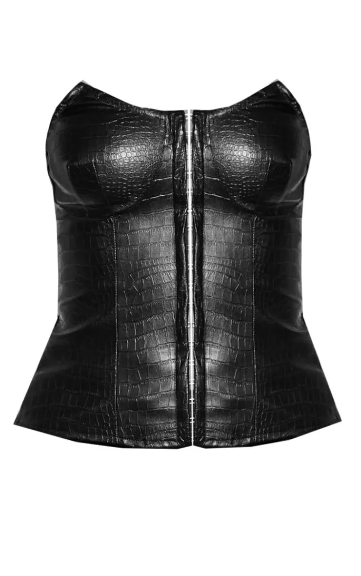 PrettyLittleThing Corsets*Croc Pu Hook And Eye Corset