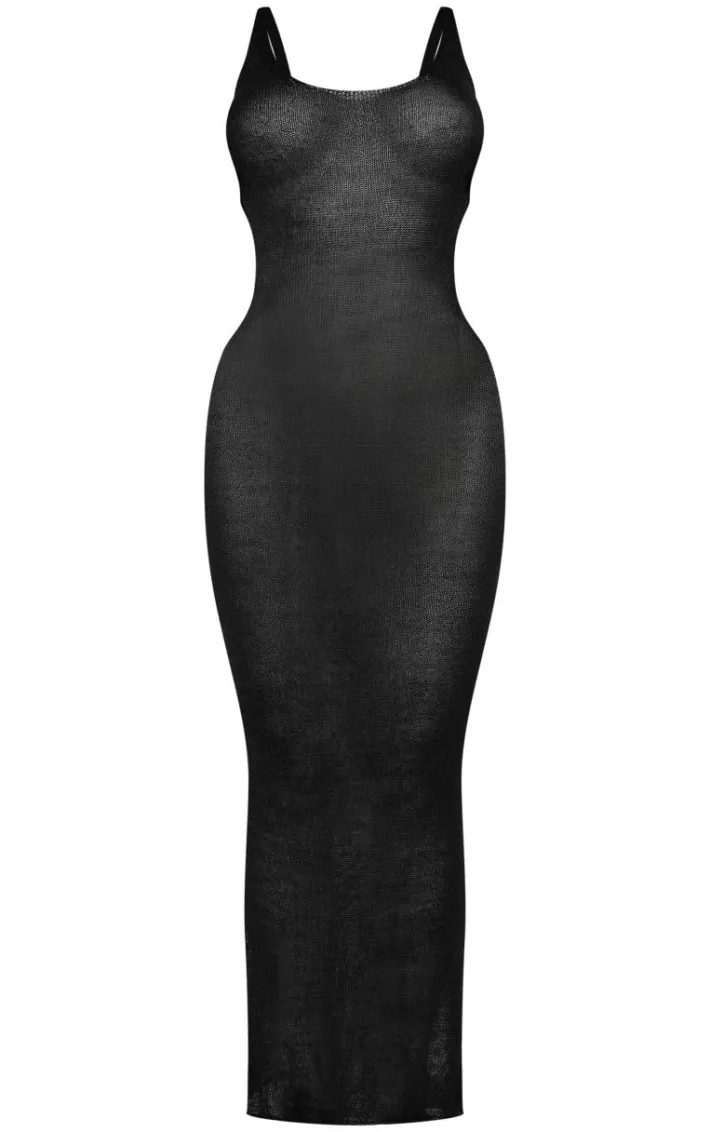 Black Crochet Cut Out Maxi Beach Dress