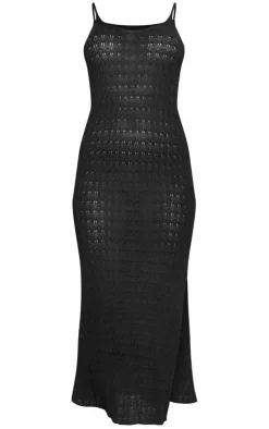 Crochet Knitted Side Split Maxi Dress-PrettyLittleThing Online