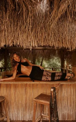 Black Crochet Maxi Beach Skirt