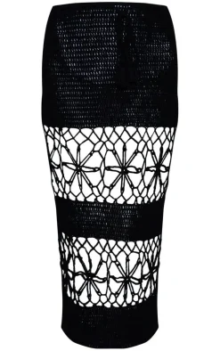 Black Crochet Maxi Beach Skirt