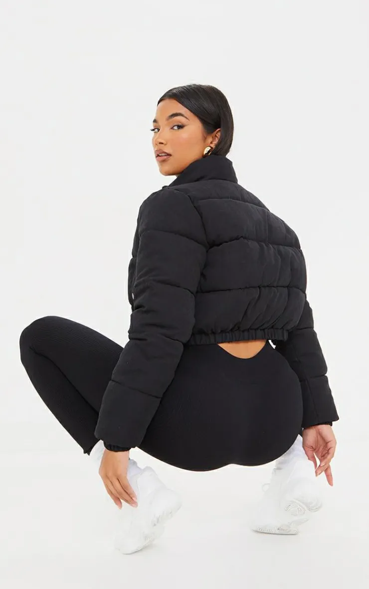 PrettyLittleThing Puffer Jackets*Cropped Peach Skin Bubble Puffer Jacket