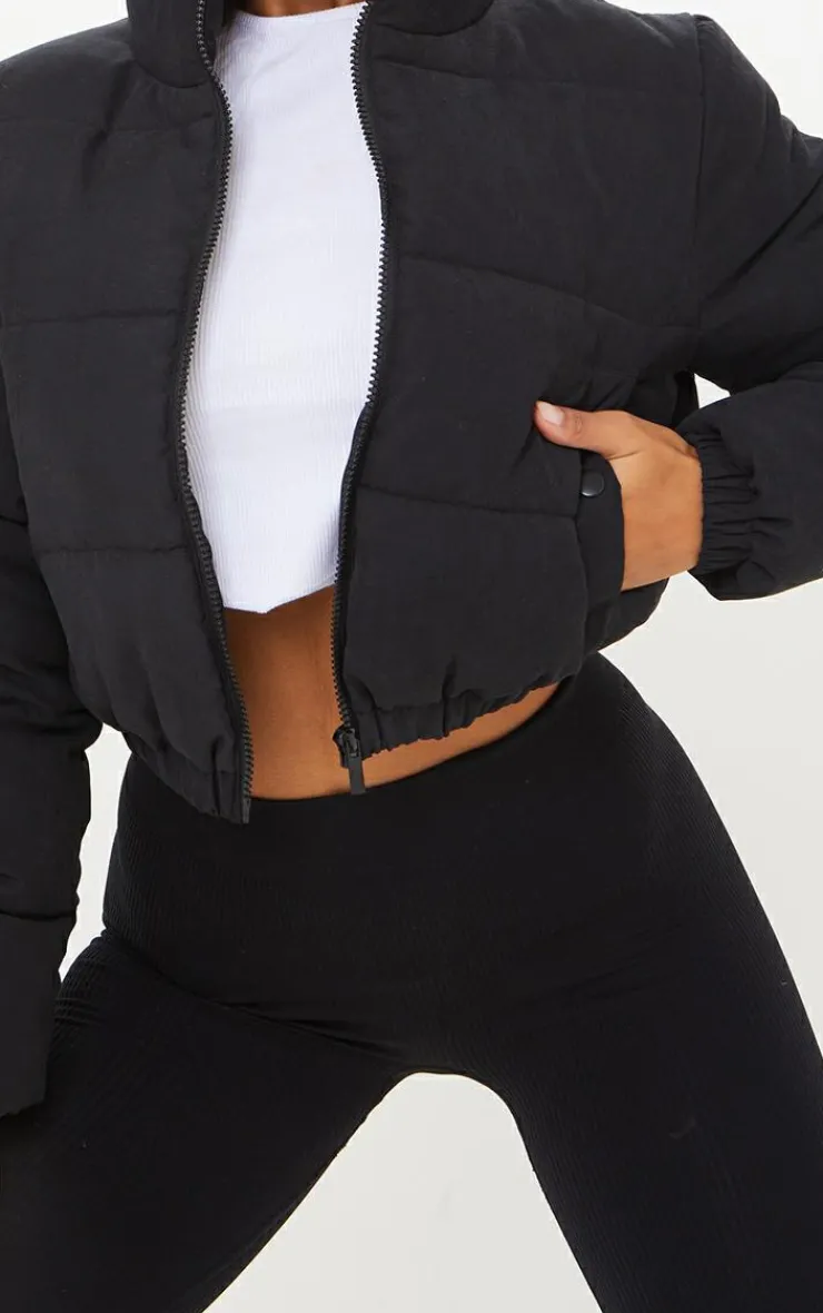 PrettyLittleThing Puffer Jackets*Cropped Peach Skin Bubble Puffer Jacket