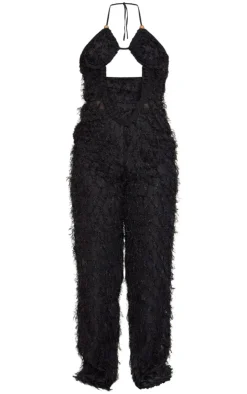 Cross Front Textured Wide Leg Jumpsuit-PrettyLittleThing Outlet