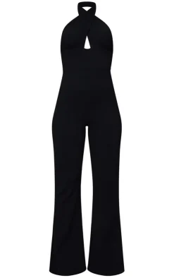 Cross Neck Tie Back Rib Jumpsuit-PrettyLittleThing Outlet