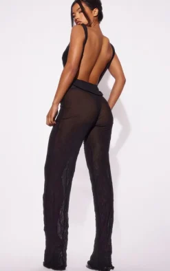 Crushed Mesh Cowl Backless Jumpsuit-PrettyLittleThing Outlet