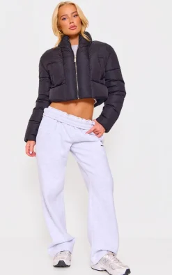 PrettyLittleThing Puffer Jackets*Curved Collar Seam Detail Cropped Puffer Jacket