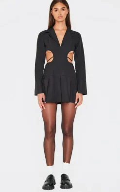 Cut Out Back Long Sleeve Shift Dress-PrettyLittleThing Discount
