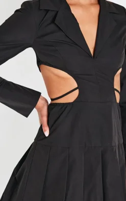 Cut Out Back Long Sleeve Shift Dress-PrettyLittleThing Discount