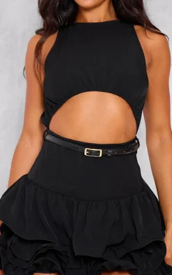 Cut Out Belted Frill Hem Mini Dress-PrettyLittleThing Online