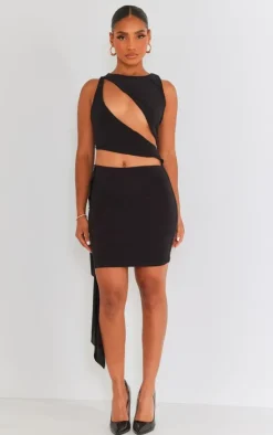 Cut Out Detail Drape Bodycon Dress-PrettyLittleThing Sale