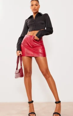 PrettyLittleThing Shirts*Cut Out Dip Hem Boned Shirt