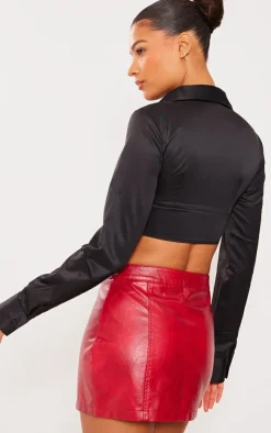 PrettyLittleThing Shirts*Cut Out Dip Hem Boned Shirt