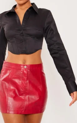 PrettyLittleThing Shirts*Cut Out Dip Hem Boned Shirt