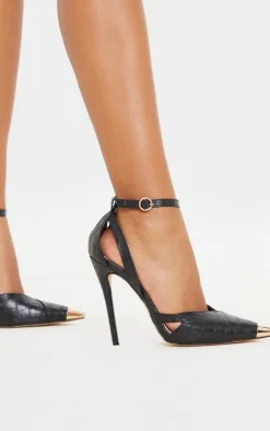 PrettyLittleThing High Heels*Cut Out Heel Metal Toe Court Shoe