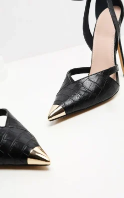 PrettyLittleThing High Heels*Cut Out Heel Metal Toe Court Shoe
