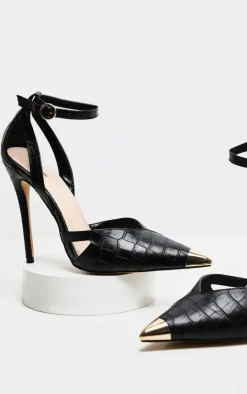 PrettyLittleThing High Heels*Cut Out Heel Metal Toe Court Shoe